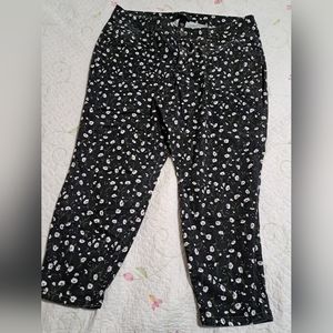 Lane Bryant size 24 Daisy print black pants.